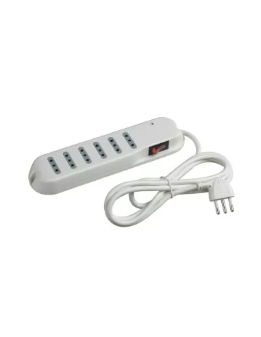 Bticino 3653d Mehrfachsteckdose 6 10a-Steckdosen mit weißem Kabel